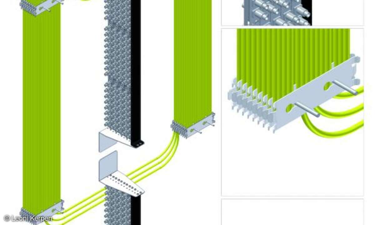 Individuelle Verteilerlösung: Diese Grundeinheit mit einer Höhe von 1000 mm und einer Breite von 600 mm ist durch die Verwendung handelsüblicher C-Schienen für bis zu 250 Datenkabel beliebig erweiterbar.