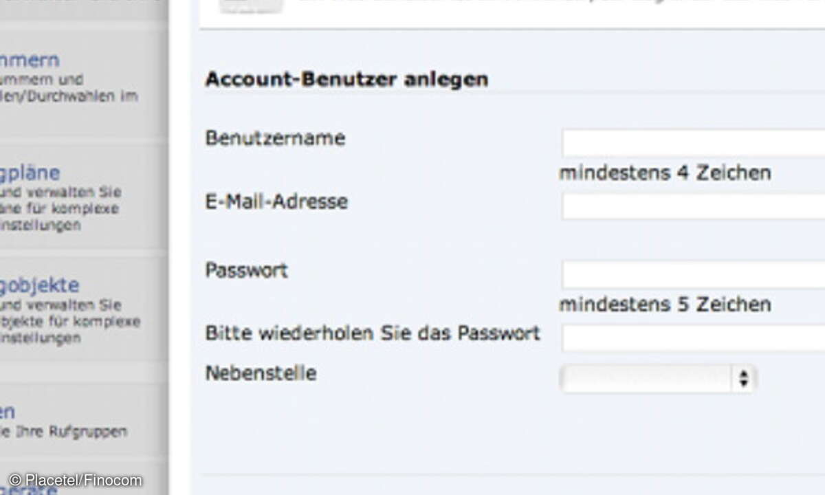 Placetel Web-Interface
