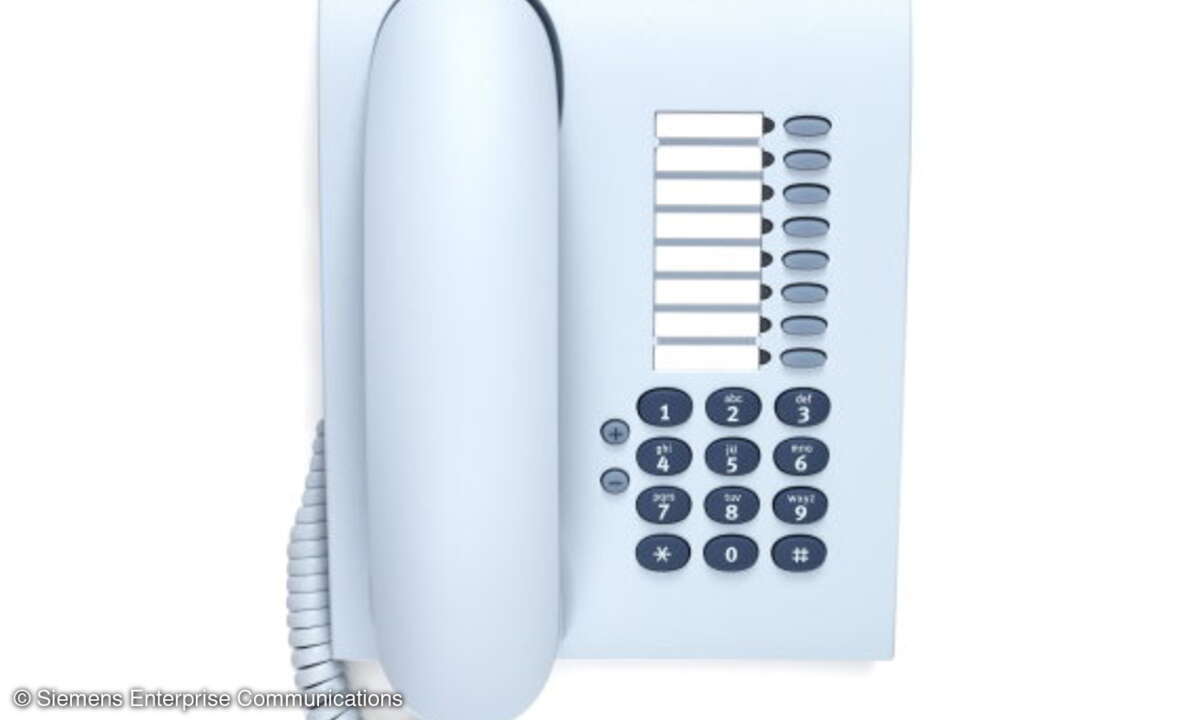 Das „OpenStage 5 SIP-Telefon“ in der Farbe eisblau.
