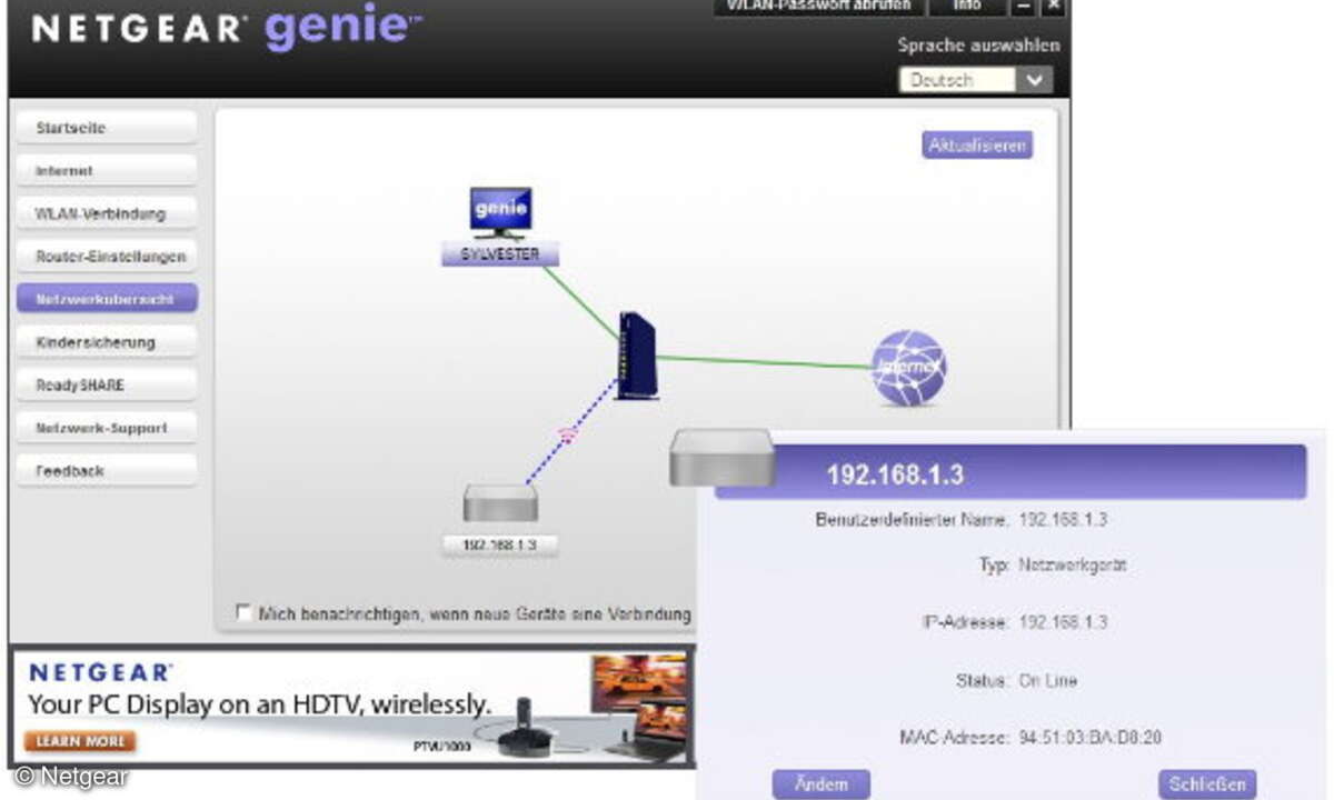 Die neue Genie-Software bietet eine interaktive Netzwerkdarstellung - leider garniert mit ein wenig Eigenwerbung