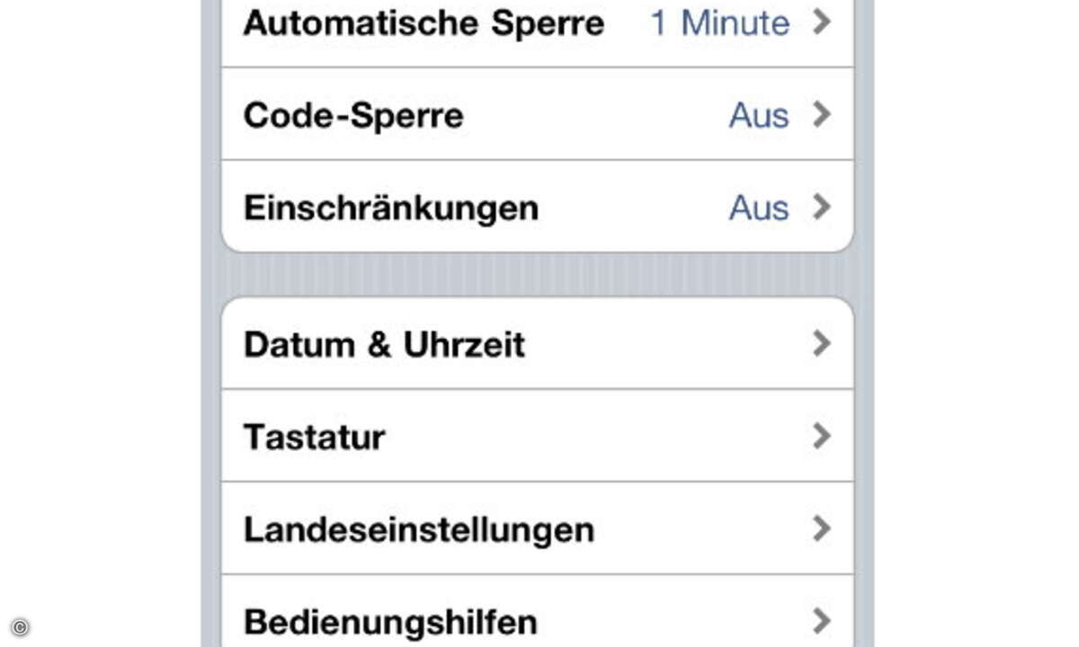 Screenshot I-Phone-Administration Consist