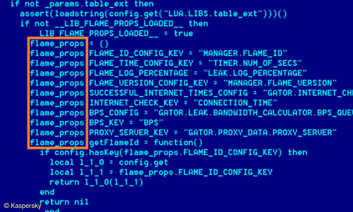 Auszug aus dem Quellcode von Flame