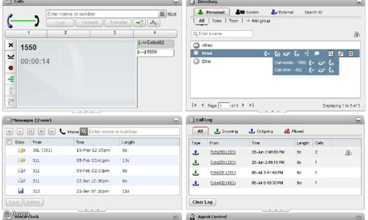 Avaya-One-X-Portal bietet einfachen Zugang zu Telefoniefunktionen und Minianwendungen.