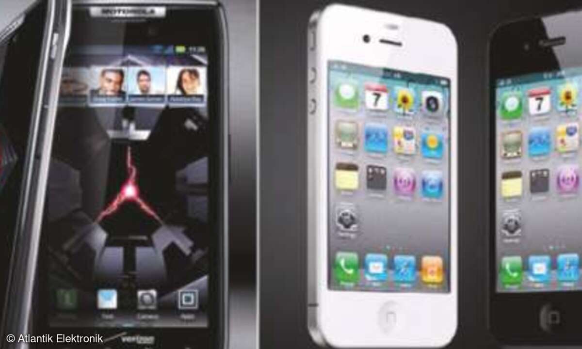 Beispiele von Smartphones mit BLE: Motorola Droid Razr (links) und iPhone4S (rechts)