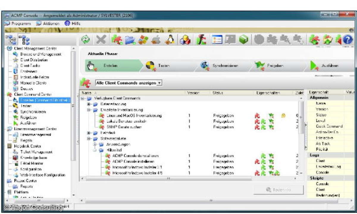Das Client-Command-Center enthält zwei neue Assistenten für die Softwareverteilung auf Linux- und Mac-Maschinen.