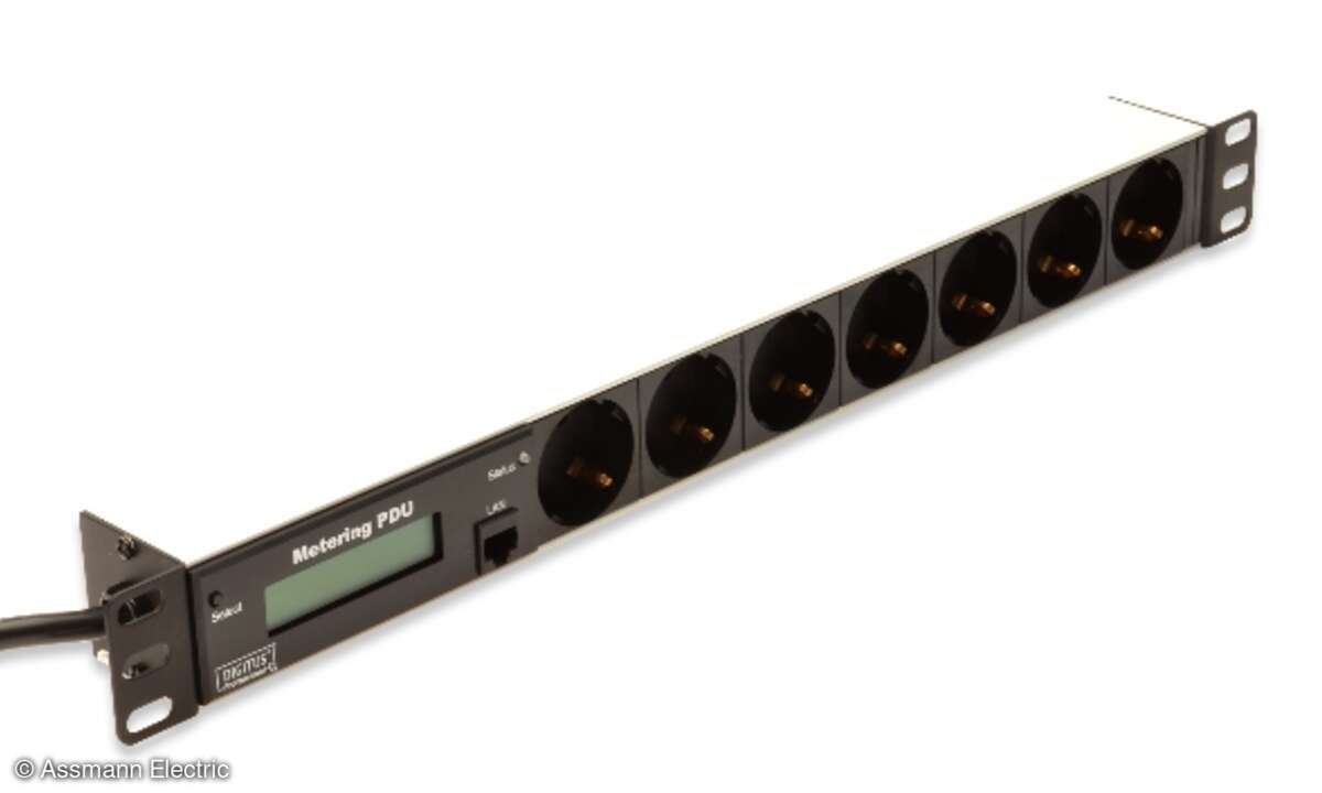 Metering-Steckdosenleisten mit Aluminiumprofil, 7-fach, mit integrierten Mess-/Auswertungsmöglichkeiten für TCP/IP-Netzwerke.