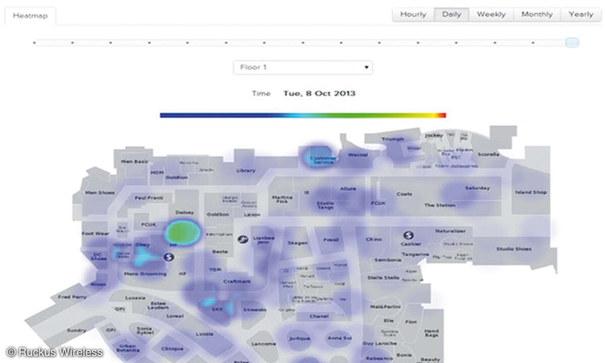 Ruckus Wireless hat mit der Smart-Positioning-Technology (SPoT) einen Location-based Service aus der Cloud entwi- ckelt, mit dem Service-Provider und Unternehmen umfassende Mehrwertdienste zur Verfügung stellen können. Mithilfe einer Echtzeit-Heatmap
