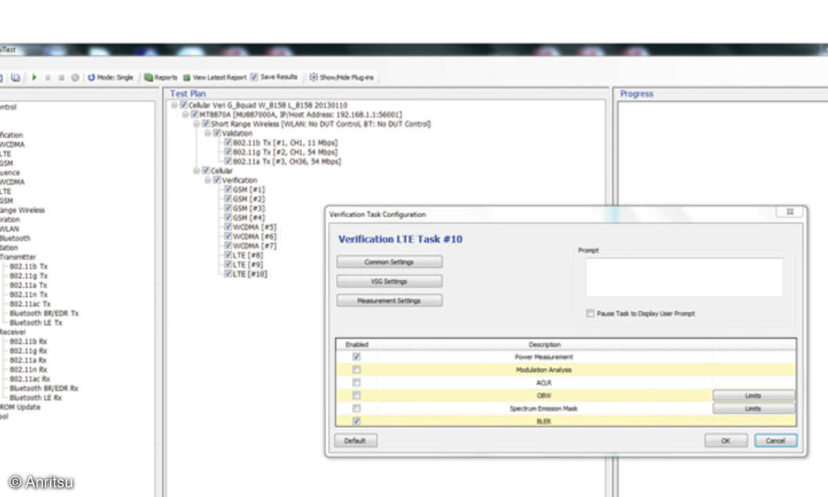 Abbildung 3: Software, wie „CombiTest“ von Anritsu stellt eine intuitive Umgebung zum Erstellen neuer Testpläne für Fertigungstests zur Verfügung.