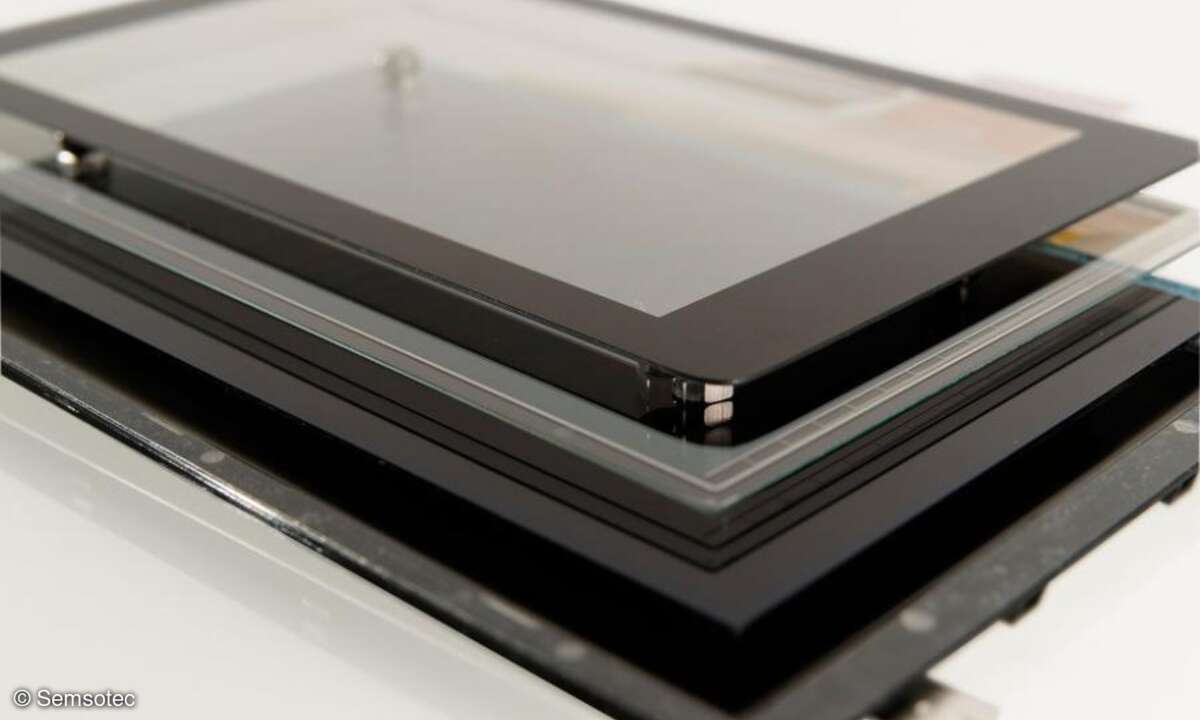 Schichten im Laminierungsprozess eines Touch-Displays