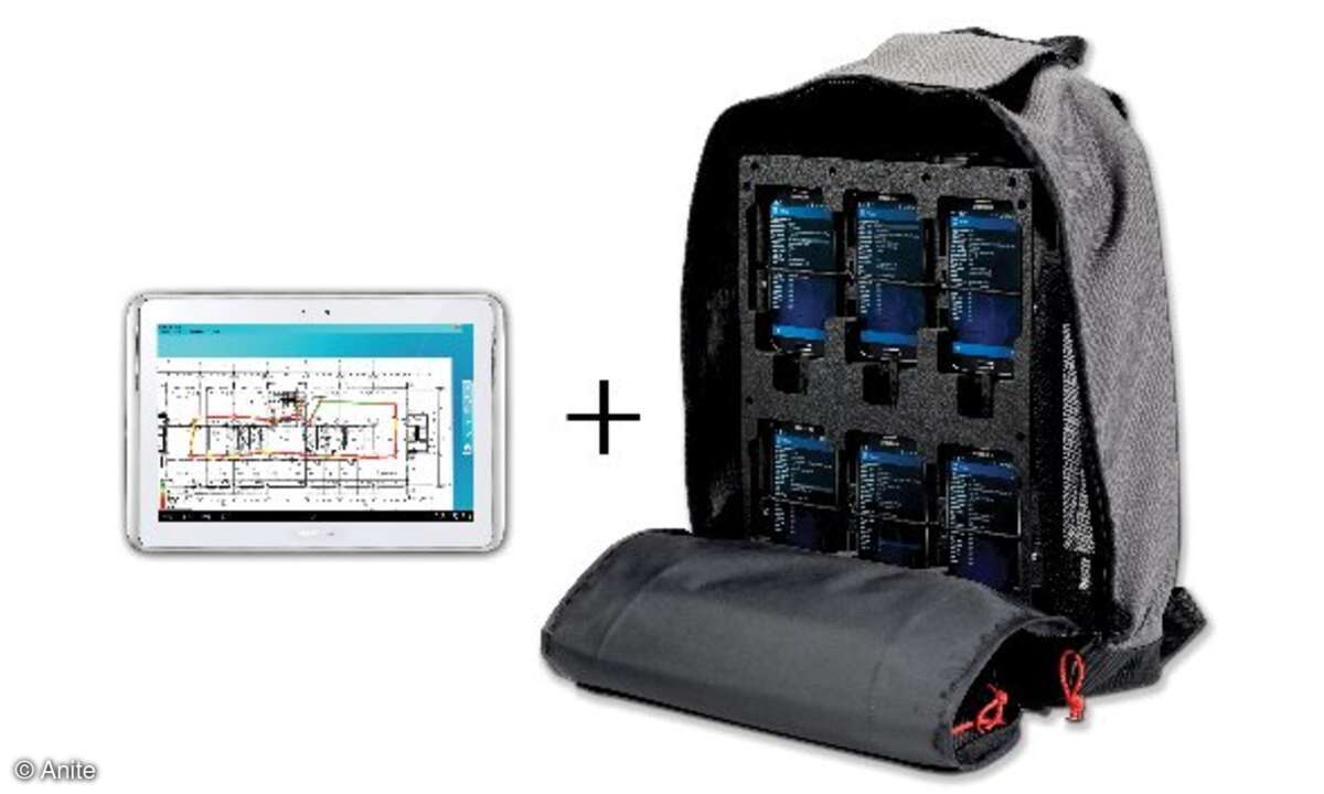 Links das Management-Tablet 