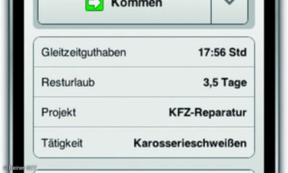 Mobile Zeiterfassung zum Beispiel über die Time-Card-App von Reiner SCT.
