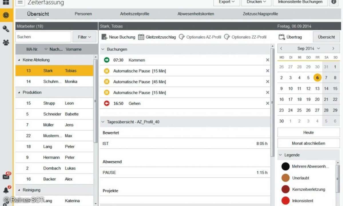 Screenshot Zeiterfassung