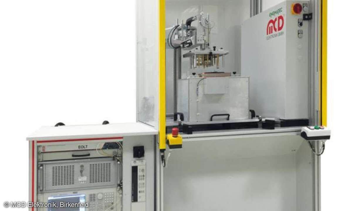 Prüfstand bestehend aus Steuerrack und Testzelle mit Wechselsatz