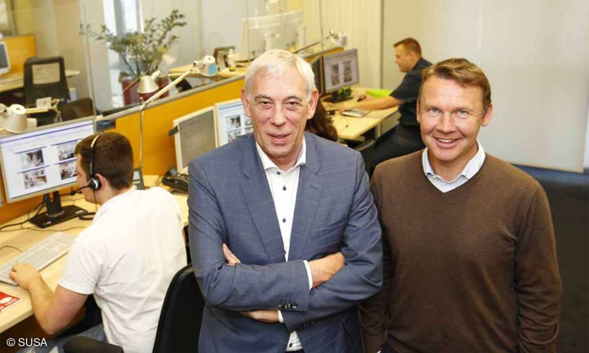 SUSA-Geschäftsführer Remco Pouw (links) und Matthias Schümann von der Deutschen Telekom (rechts)