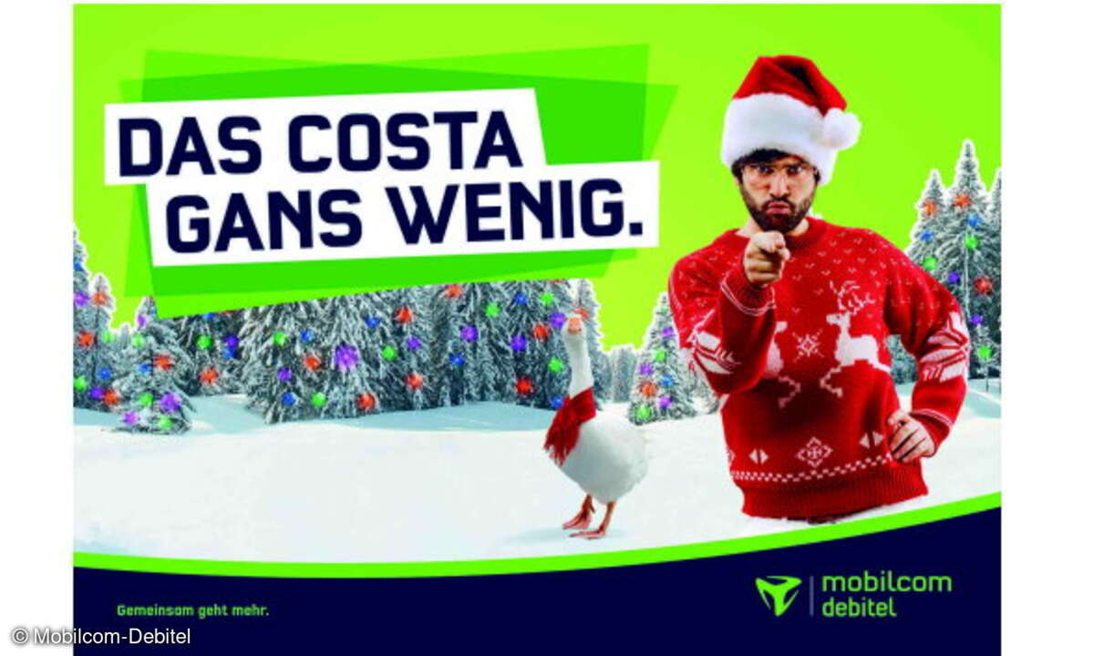 Costa präsentiert die Weihnachtskampagne von Mobilcom-Debitel.