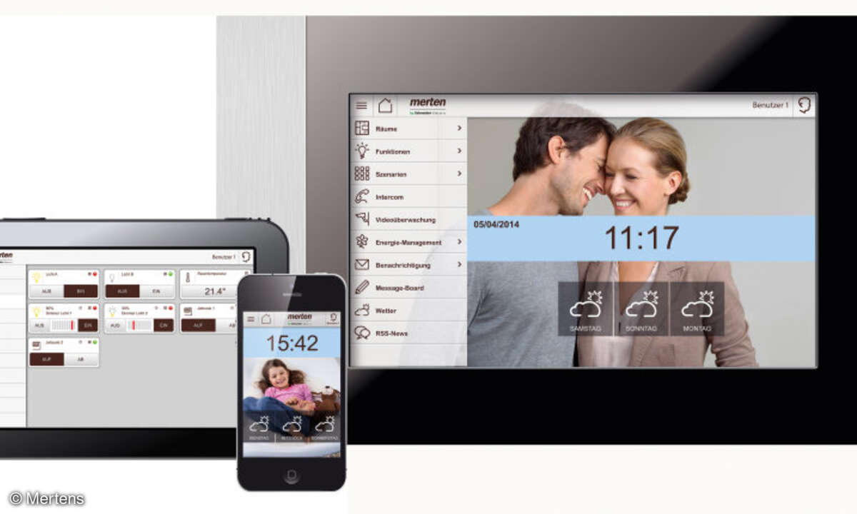 Gebäudemanagement per Smartphone, Tablet und Touch-Panel.