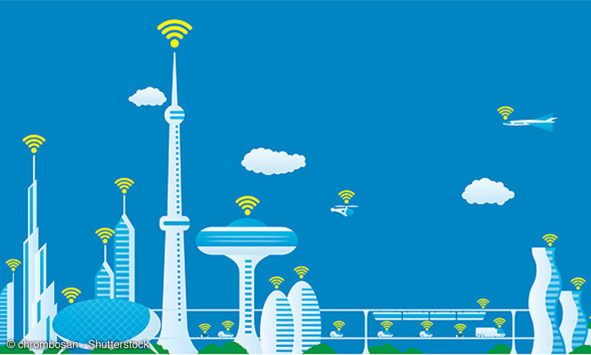 fiktive Skyline mit blauem HIntergrund