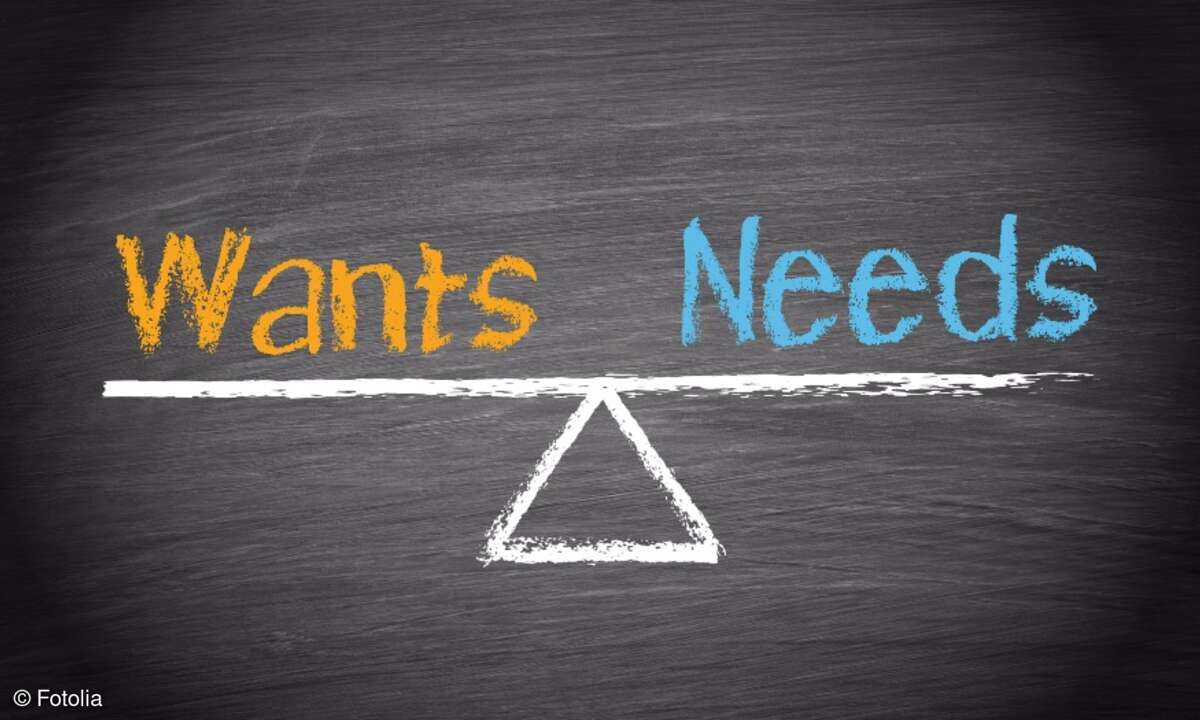 Waage mit Wants und Needs