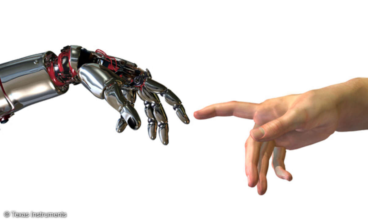 In zukünftigen Produktionshallen werden Roboter und Menschen eng zusammenarbeiten.