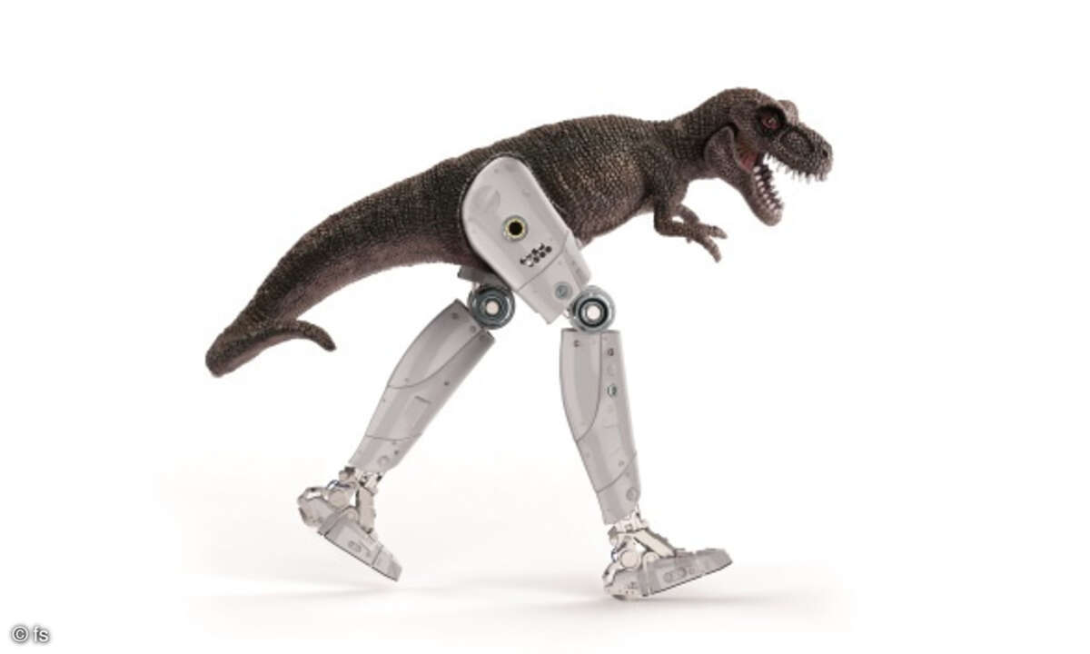 Dinosaurier und Roboterbein