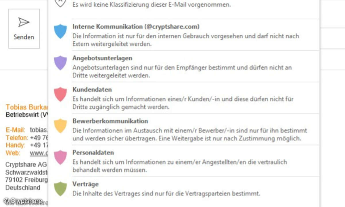 E-Mail-Schutz-Klassifizierung Cryptshare