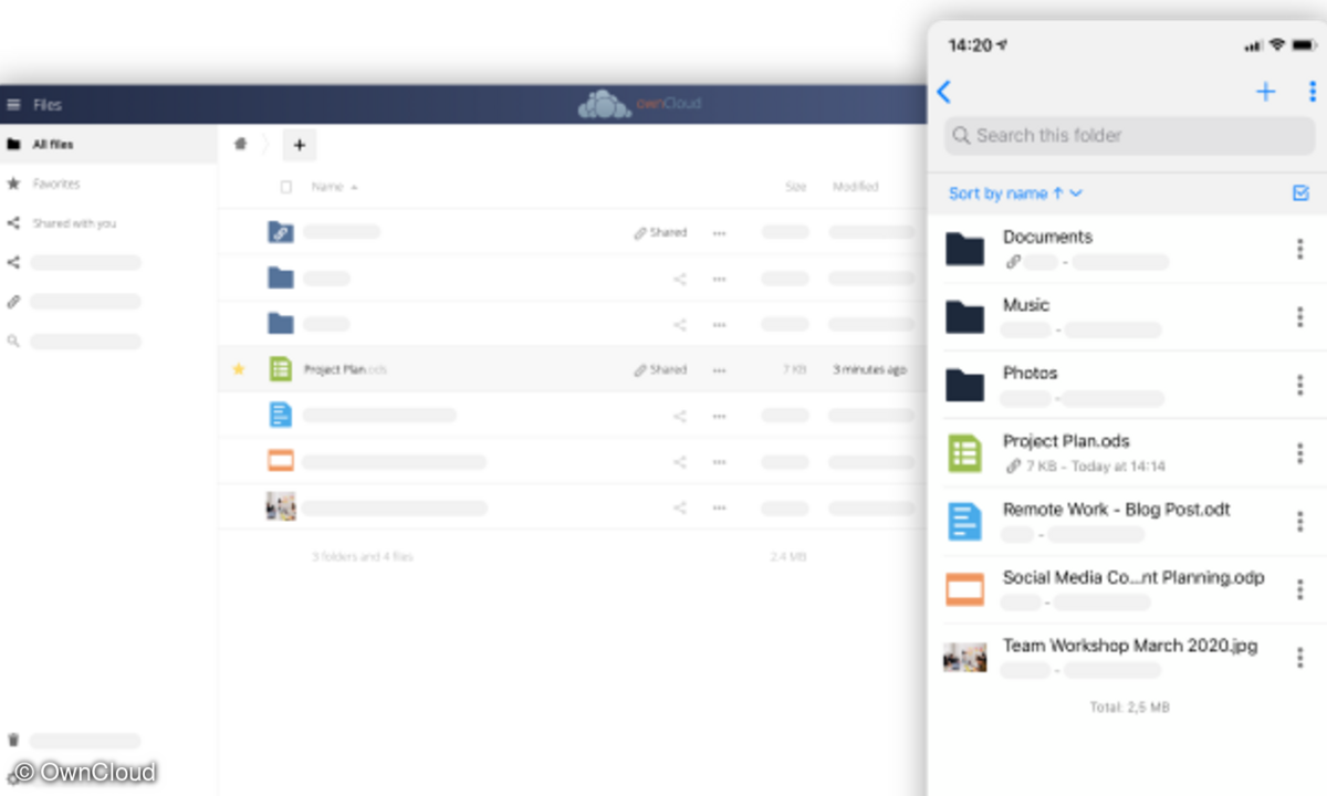 Owncloud, Datenaustausch