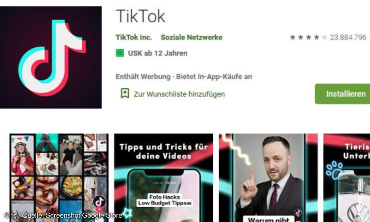 Screenshot Tiktok Google Store, 13.08.2020