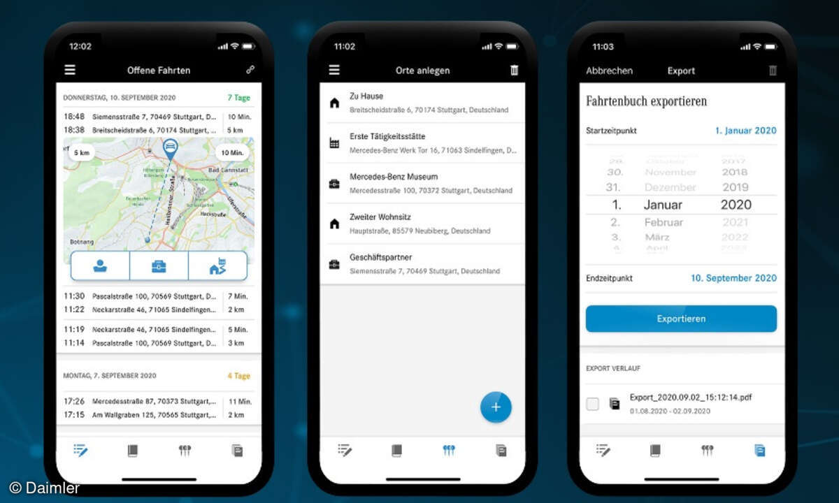 Mercedes me App, Fahrtenbuch