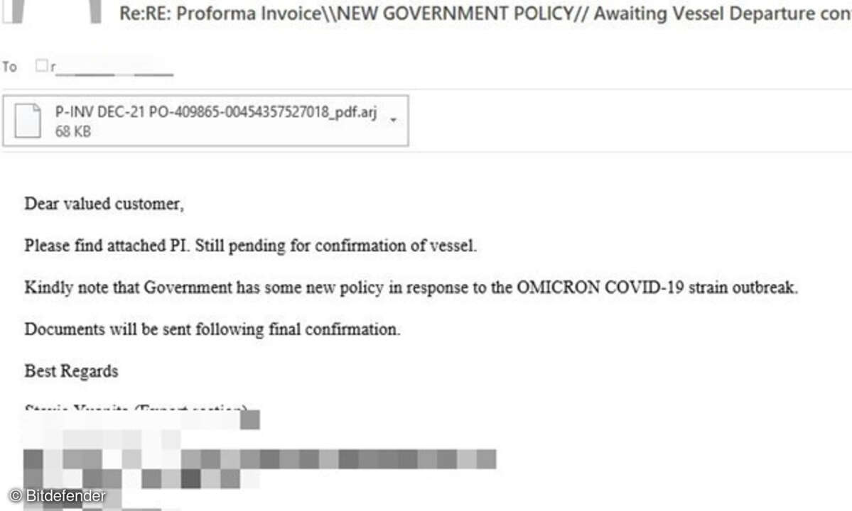 Phishing-Kampagne Malware Chorona Omikron