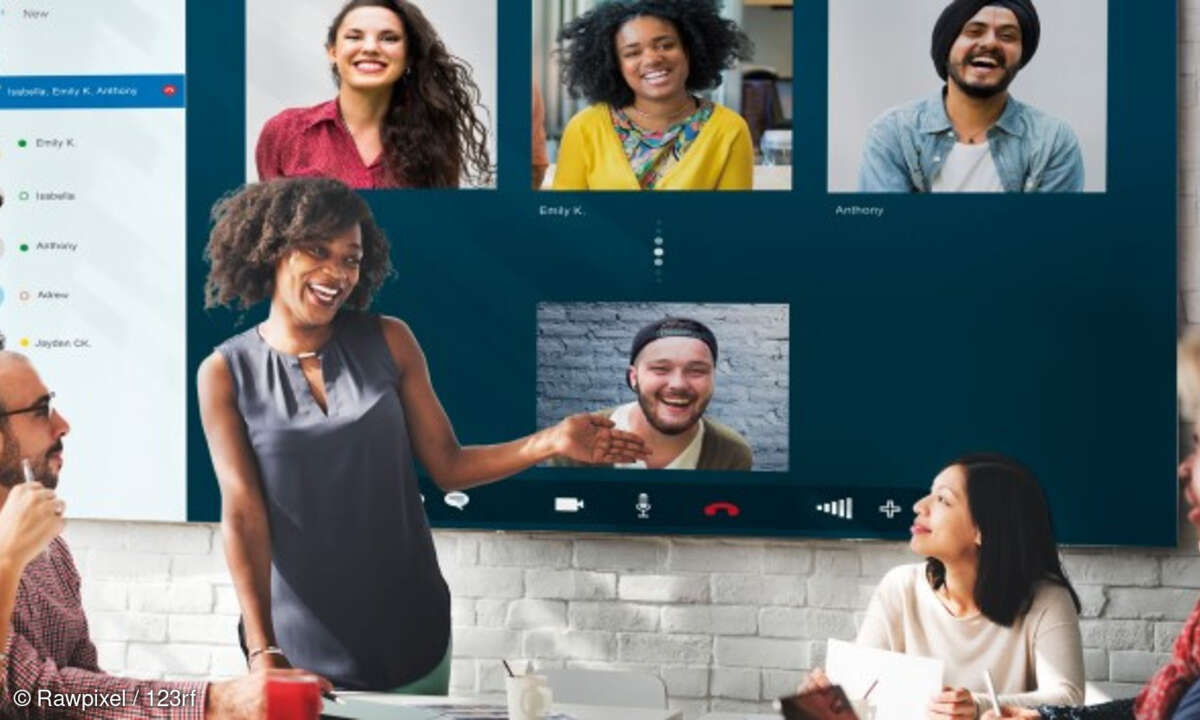Menschen in hybridem Meeting, Modern Workplace