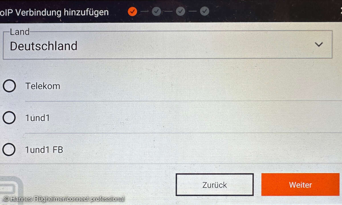 VoIP-Verbindungen hinzufügen Display, Gigaset Fusion