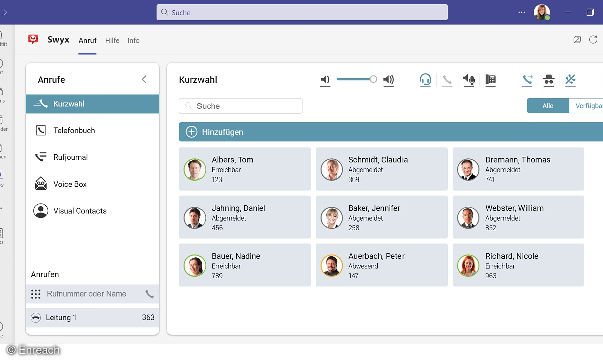 Enreach Swyx Teams VisualContacts Kurzwahl