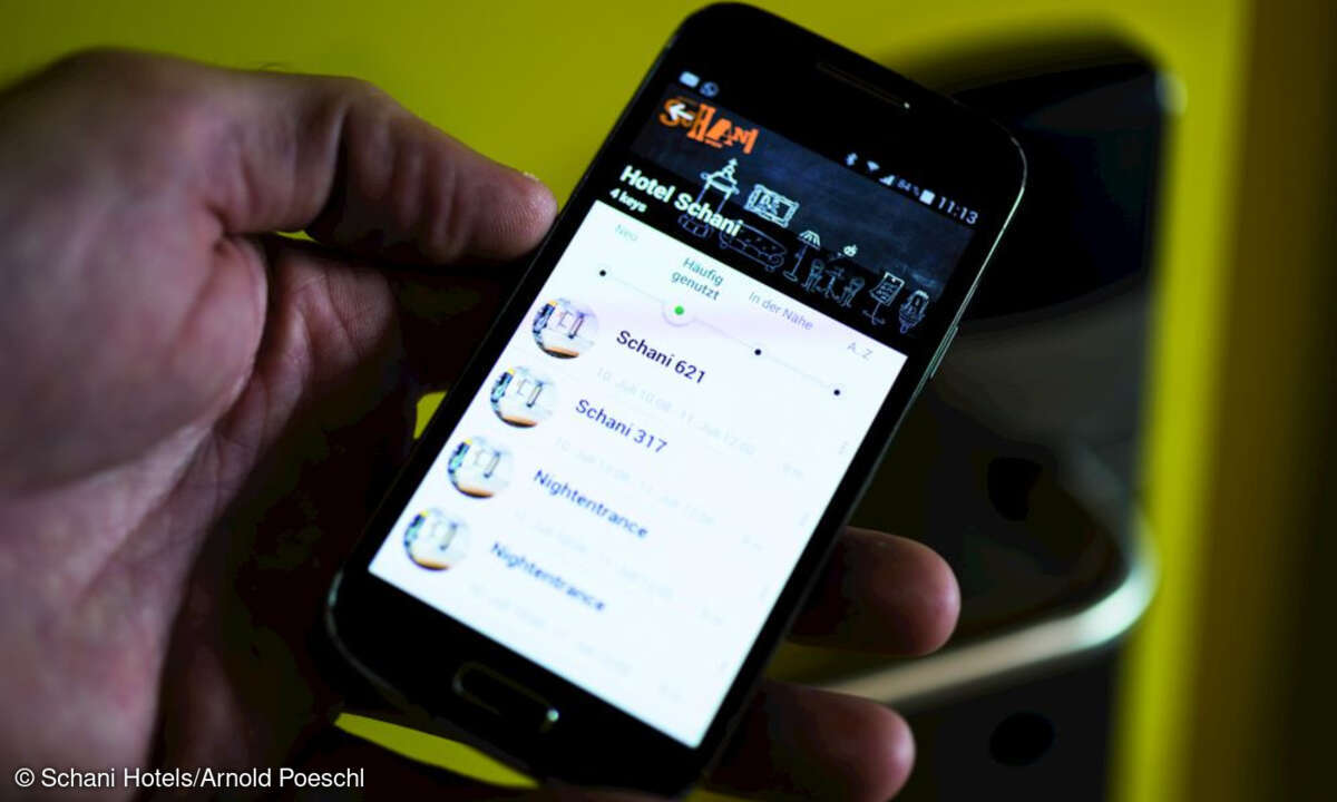Smartphone als Schlüssel, Hotel Schani