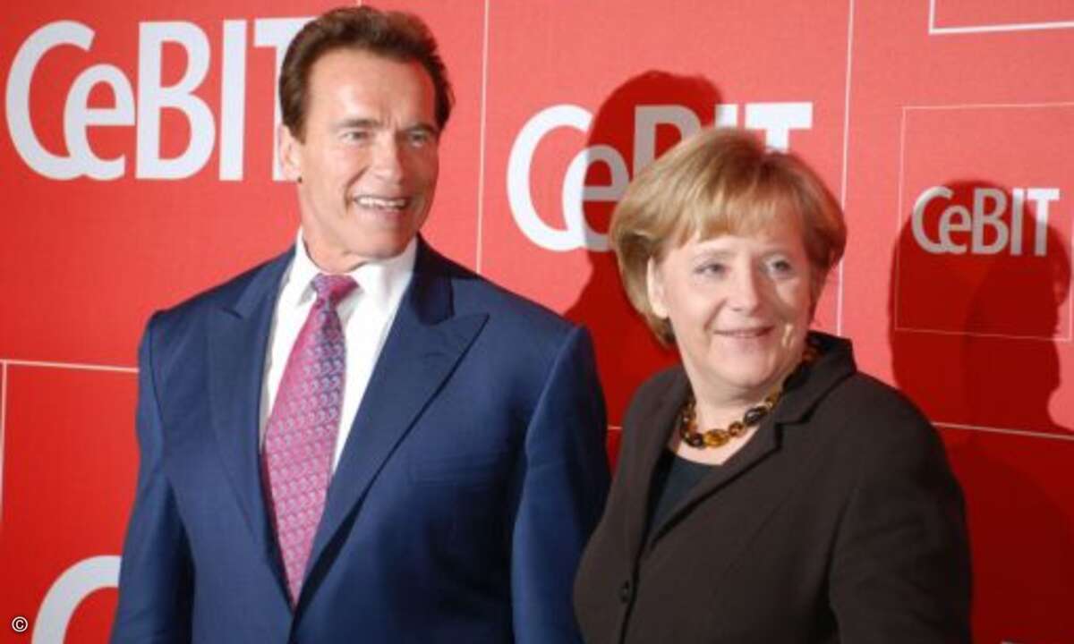 »Ich komme immer gerne nach Deutschland«, der kalifornische Gouverneur Arnold Schwarzenegger versteht sich blendend mit Bundeskanzlerin Angela Merkel
