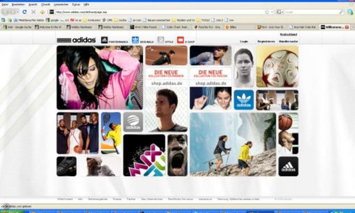 Kategorie Beste Startseite: Der Sportartikelhersteller Adidas kam mit seiner Welcomepage unter die besten fünf und macht sich berechtigte Hoffnungen, in dieser Kategorie auch zu gewinnen. (http://www.adidas.com)