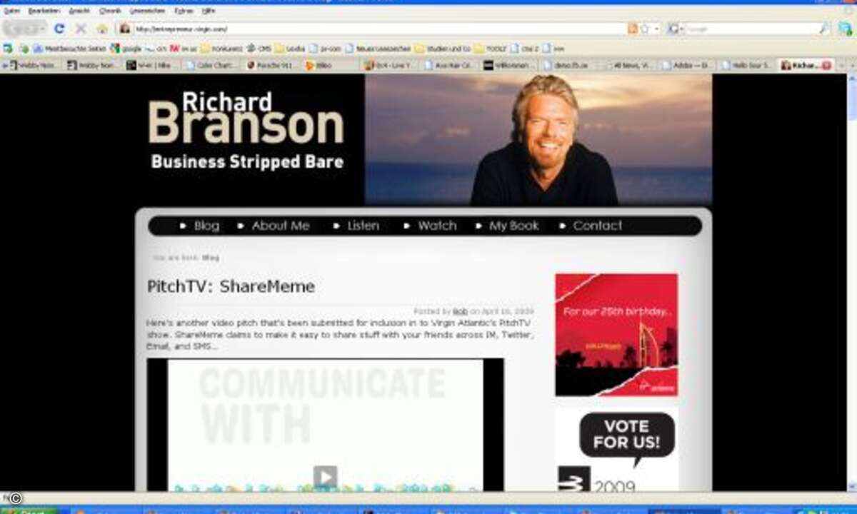 Kategorie Blog: Einer der aussichtsreichsten Kandidaten ist der umtriebige wie exzentrische Virgin-Gründer Richard Branson. (http://entrepreneur.virgin.com/)