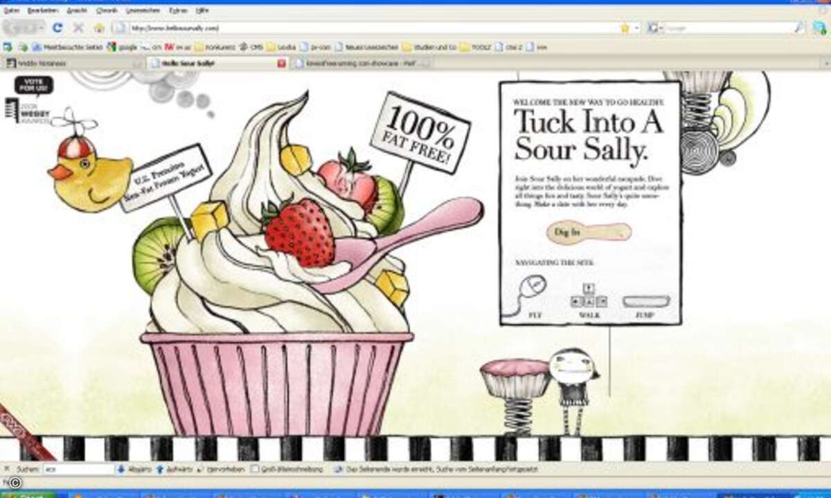 Kategorie Bestes Design: Hier kann sich die US-Eiscremekette SourSally mit einer nett aufgemachten Seite unter den Nominierten einreihen. (http://www.hellosoursally.com/)