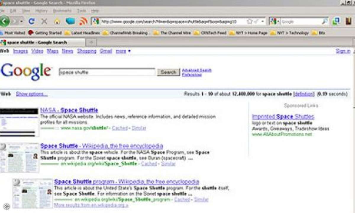 Google Preview: Die Suchergebnisse von Google und Yahoo peppt Google Preview auf. Es ergänzt die Links, welche die Suchmaschinen ausgeben, um kleine Bildchen (Thumbnails) der dazu gehörigen Web-Seiten. Der User erhält so einen Eindruck der Seite, ohn