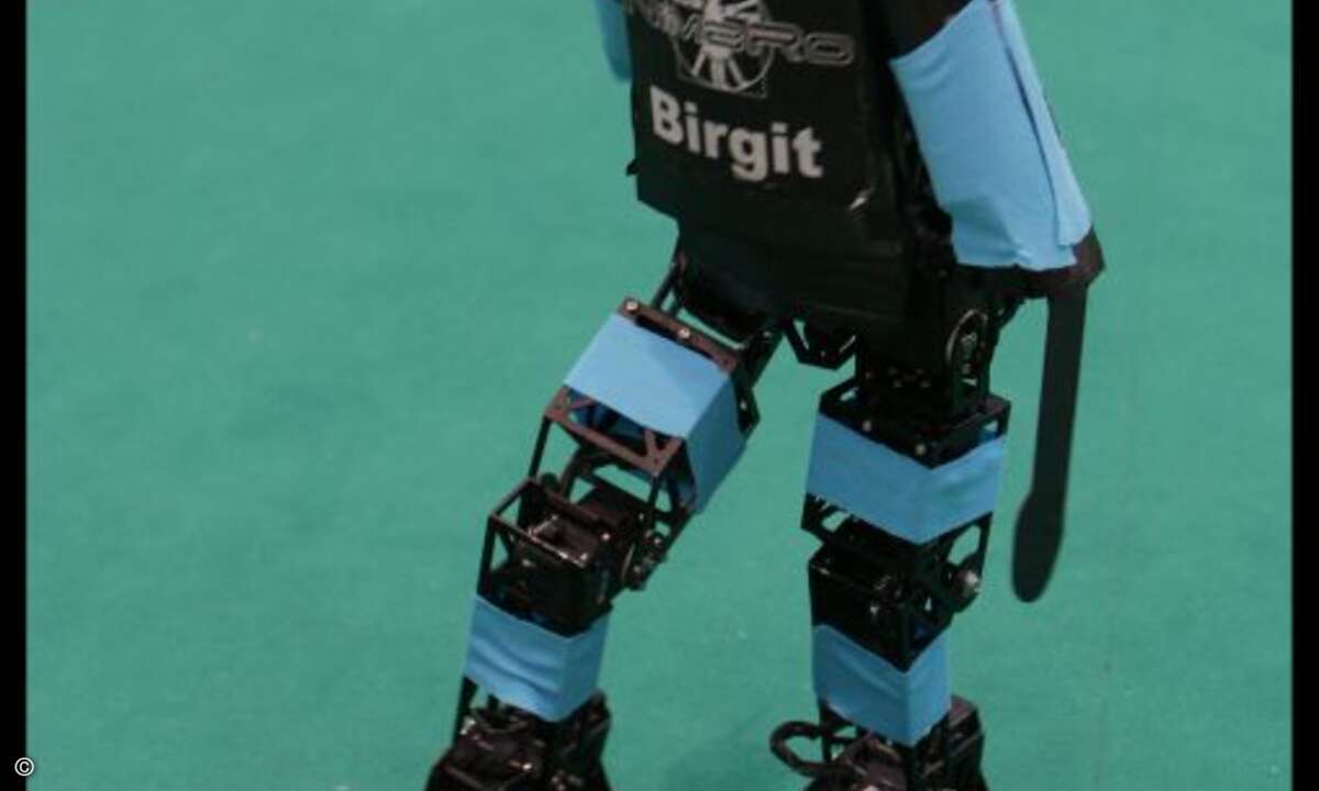 Gleichberechtigung pur: Auch Birgit darf bei den Robos mitmischen und Tore machen.