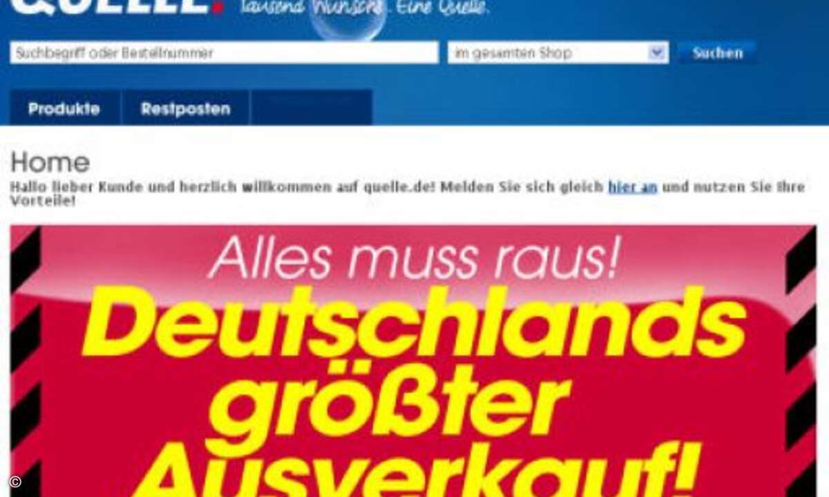Rang 5: Quelle - die Servicequalität stimmte, trotzdem befindet sich der Traditionsversender in Abwicklung