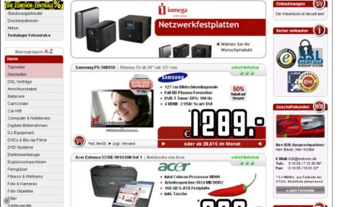 Rang 6: Redcoon - der Aschaffenburger Etailer hat sich in den letzten Jahren in die Spitzengruppe der IT-Shops vorgeschoben