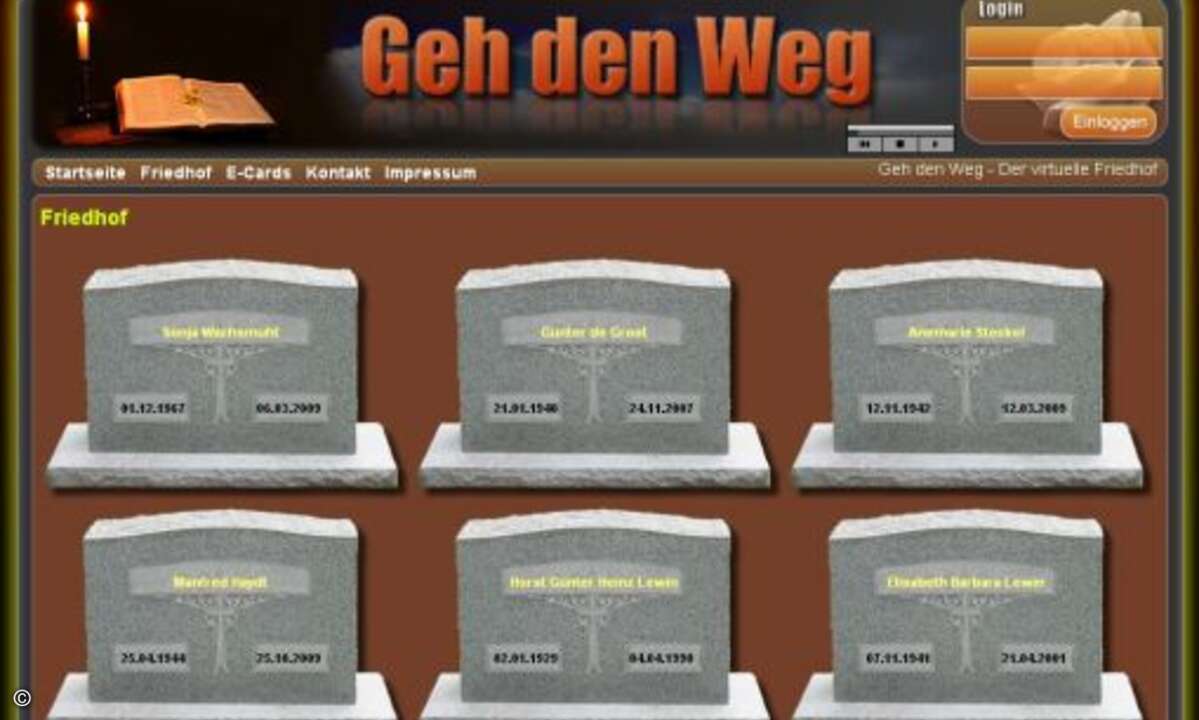 Natürlich liegt das Modell »Tabula Rasa« nicht jedermann. Wer möglichst lange in dieser Welt präsent sein möchte, sollte sich eMorial oder Geh Den Weg ansehen. Auf diesen »Erinnerungs-Portalen« können die lieben Anverwandten und Freude Web-Seiten für