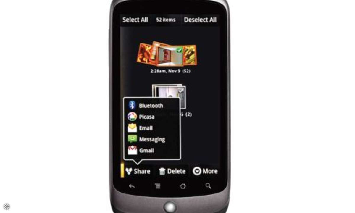 Vorinstalliert: Das »Nexus One« kommt bereits mit einer Reihe von Google-Services wie dem Bilderdienst Picasa und dem Email-Service GMail. Zudem hat Google nach dem Vorbild von Apples AppStore den AppMarket mit bereits mehr als 18.000 Anwendungen ins