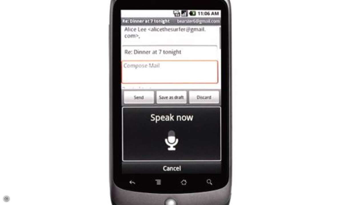 Voice Over IP: Ebenfalls auf dem Smartphone enthalten ist Googles VoIP-Service Google Voice
