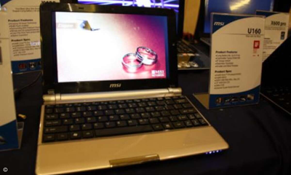 Ausdauer-Wunder: Das von MSI an der CES präsentierte Netbook U160 brilliert mit einer Akku-Laufzeit von bis zu 9 Stunden.