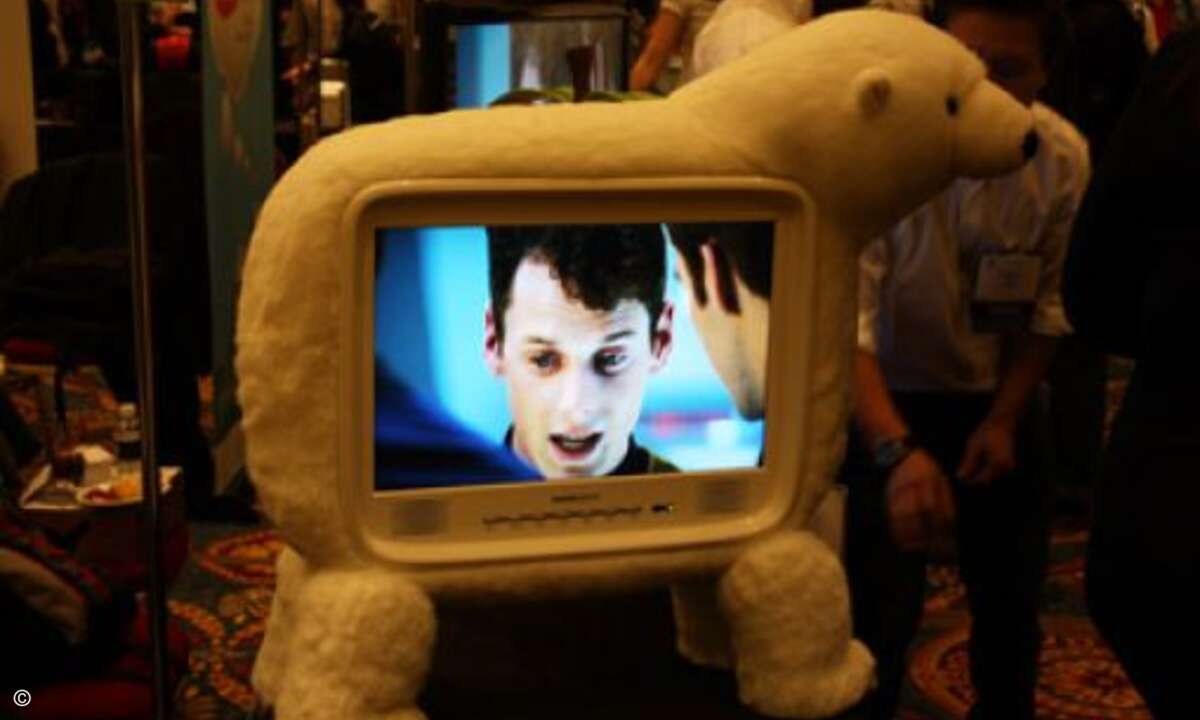 Warum? Weil es möglich ist! Einen anderen Grund sollte es eigentlich nicht geben, um einen LCD-Fernseher in einen Eisbären einzubauen, wie dies Hersteller Hannspree an der CES demostriert.