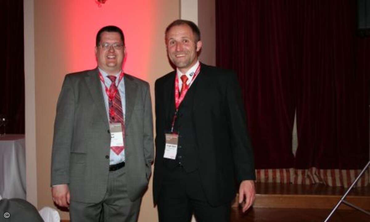 Beim Übergang zum gemütlichen Teil: Stefan Botzet von Softexpress (links) und Jürgen Behr von K7 IT-Solutions