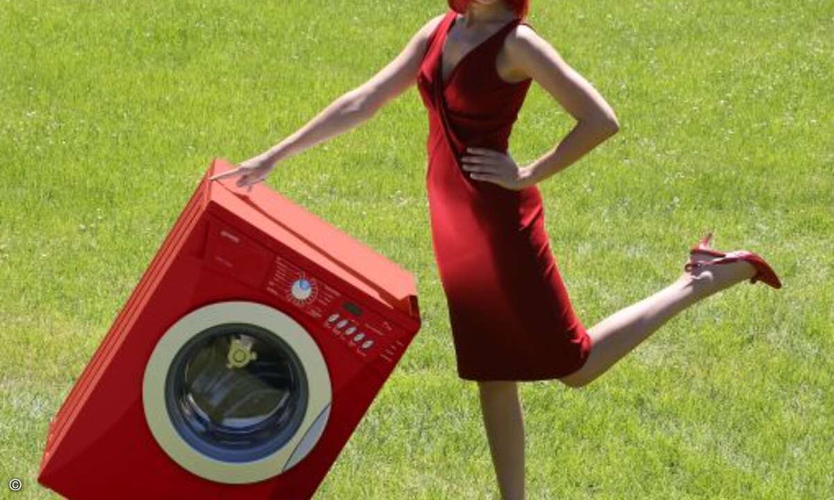 Farblich abgestimmt: Natürlich ist Miss IFA von der roten Waschmaschine WA72145RD von Gorenje begeistert.