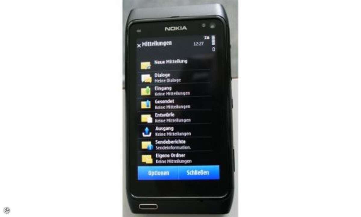 as Mitteilungsmenü hat sich im Vergleich zur bisherigen Symbian-Version kaum verändert.