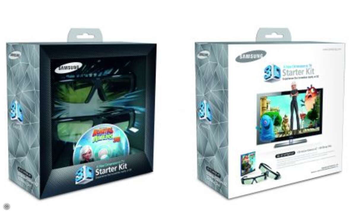 Ein 3-D-Fernseher reicht nicht. Deshalb bietet Samsung den Kunden ein 3-D-Starter-Kit inklusive Brille und den Animationsfilm Monsters vs. Aliens auf 3D Blu-ray Disc